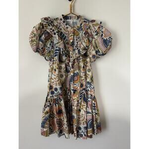 Love The Label Women's Ivory Tatiana Ruffle-Yoke Puff-Sleeve Dress Size XS